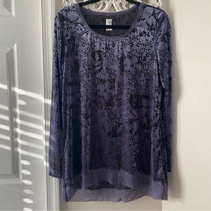 Fade VTG Y2K Velvet Burnout Blouse Top Whimsigoth Dark Fairy Sexy Sz L